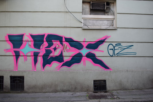 Graffiti art covers a wall's exterior.